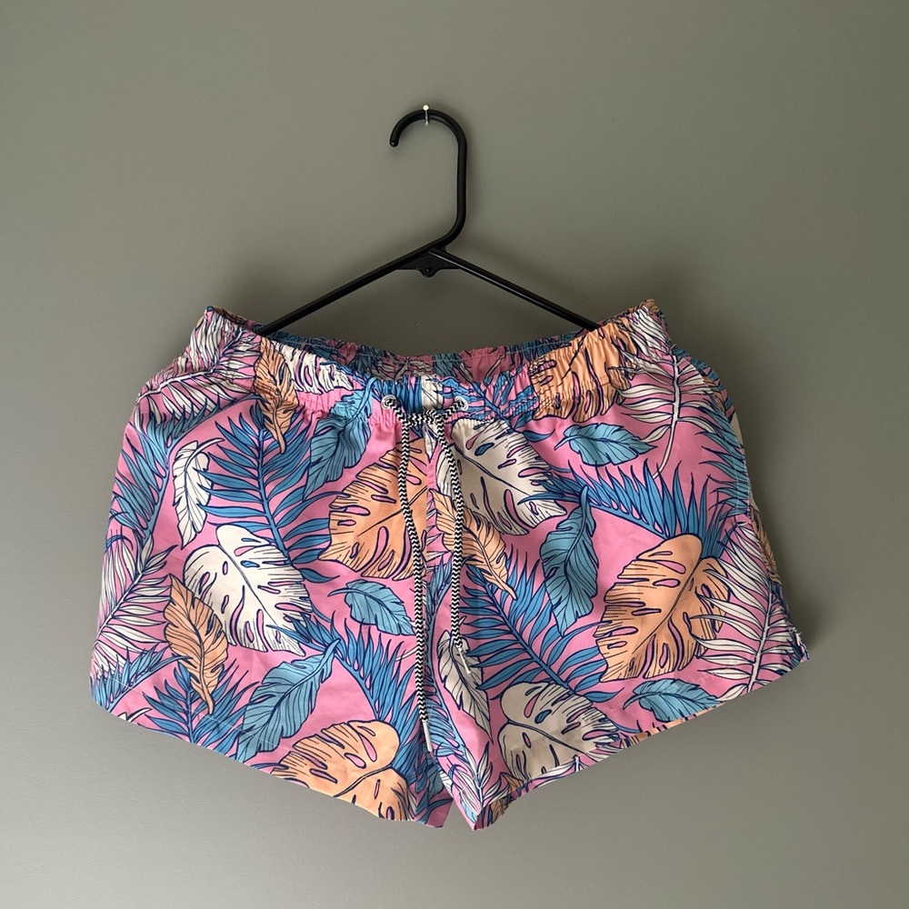Boardies Apparel Palmtopia Pink Floral Swim Shorts- Women's S. SOLD OUT PATTERN